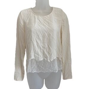 Wilfred XS Desaix Blouse 100% Silk Ivory Chiffon Long Sleeve Top